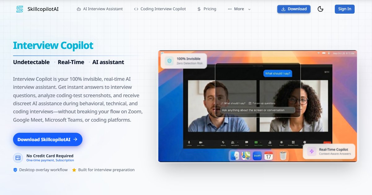 A desktop AI copilot for interview questions and coding screenshots